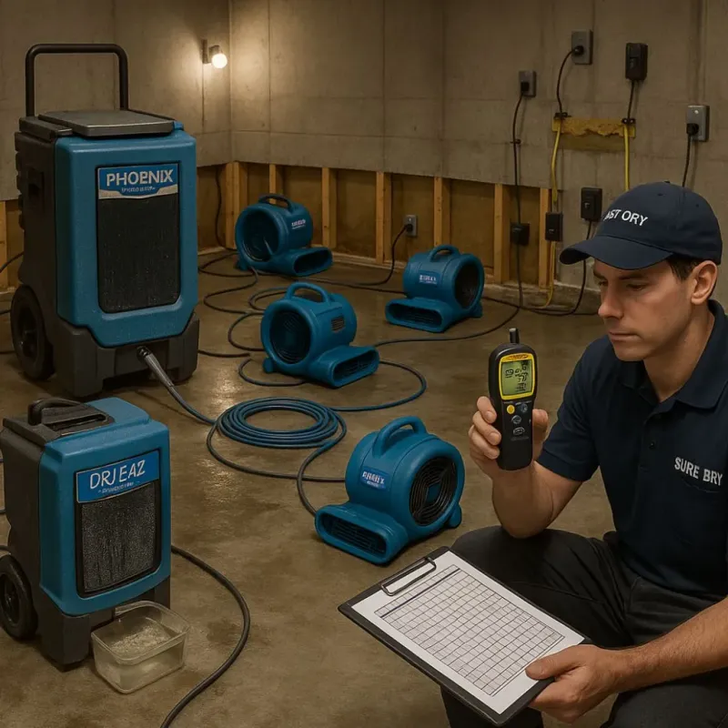 Structural Drying and Dehumidification process in Highland Park, PA